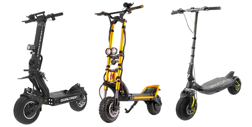 The hero image of three of the fastest electric scooters